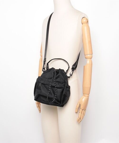 GERRY(ジェリー)の「GERRY ジェリー 2WAYショルダー 巾着バッグ(ショルダーバッグ・レディース・ベージュ/ブラック/チャコール・ONE SIZE)」の7枚目の写真