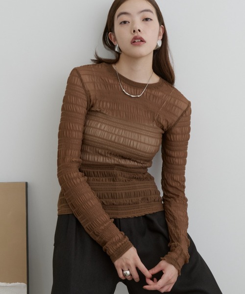 ストレッチシャーリングシアートップス（Tシャツ/カットソー