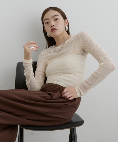 セール】ストレッチシャーリングシアートップス（Tシャツ/カットソー