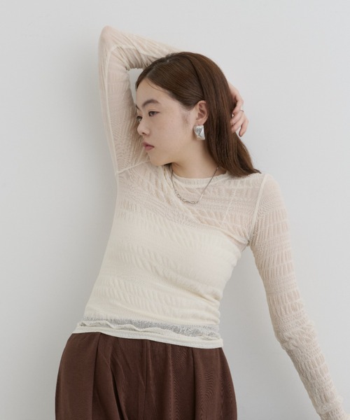 セール】ストレッチシャーリングシアートップス（Tシャツ/カットソー