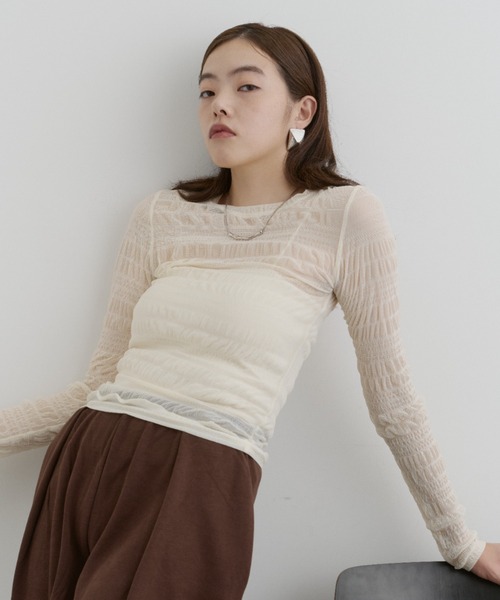 セール】ストレッチシャーリングシアートップス（Tシャツ/カットソー