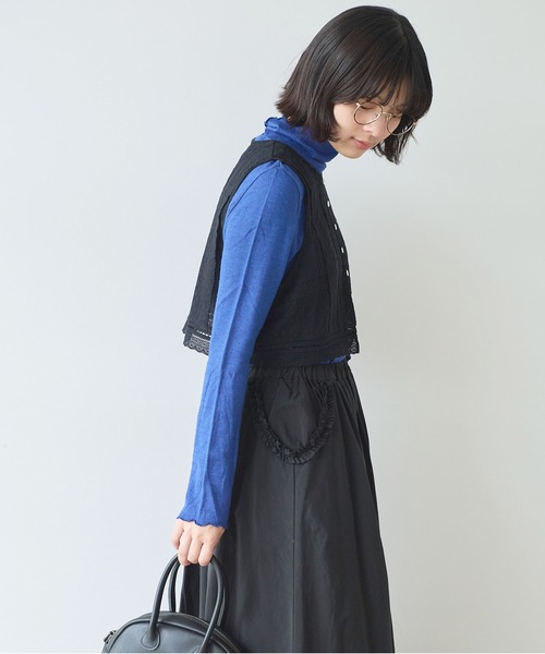 bulle de savon（ビュルデサボン）の「lace patchwork ベスト（ベスト・レディース・ブラック/ホワイト・FREE）」の9枚目の写真