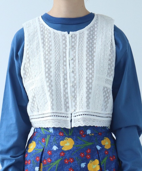 bulle de savon（ビュルデサボン）の「lace patchwork ベスト（ベスト・レディース・ブラック/ホワイト・FREE）」の17枚目の写真