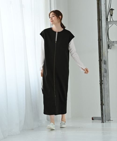 STYLE DELI(スタイルデリ)の「【Kana Oyama×BLK001】ジップジレワンピース/DELI size(ワンピース・レディース・グリーン/ブラック・01/02)」の3枚目の写真