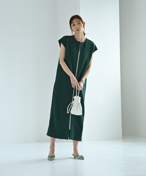 STYLE DELI(スタイルデリ)の「【Kana Oyama×BLK001】ジップジレワンピース/DELI size(ワンピース・レディース・グリーン/ブラック・01/02)」の8枚目の写真