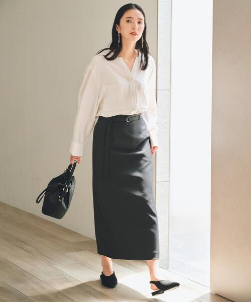 THE SHOP TK （ザ ショップ ティーケー ）の「ベルト付ナロースカート【セットアップ可】/CAVIANシリーズ（スカート・レディース・スミクロ/チャコールグレー・12/13）」の13枚目の写真
