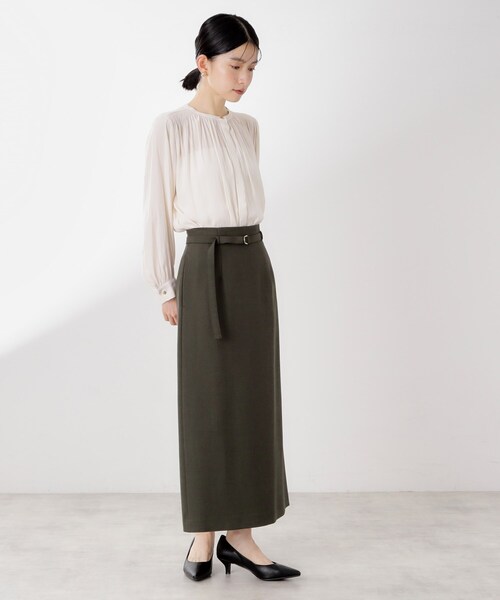 THE SHOP TK （ザ ショップ ティーケー ）の「ベルト付ナロースカート【セットアップ可】/CAVIANシリーズ（スカート・レディース・スミクロ/チャコールグレー・12/13）」の8枚目の写真