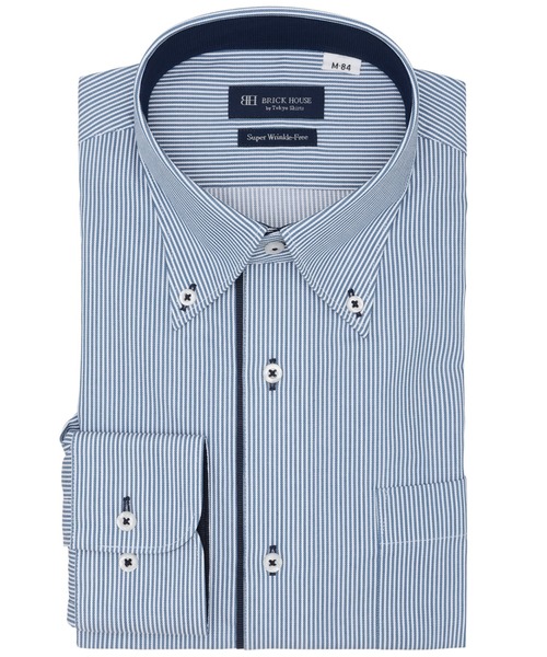TOKYO SHIRTS(トウキョウシャツ)の「【超形態安定】形態安定ノンアイロン ボタンダウン 長袖ビジネスワイシャツ(ビジネスシャツ・メンズ・ブルー・首回り39cm-裄丈80cm/首回り39cm-裄丈84cm/首回り41cm-裄丈82cm/首回り41cm-裄丈86cm/首回り42cm-裄丈82cm/首回り42cm-裄丈86cm/首回り43cm-裄丈82cm/首回り43cm-裄丈86cm/首回り37cm-裄丈80cm/首回り37cm-裄丈84cm)」の1枚目の写真
