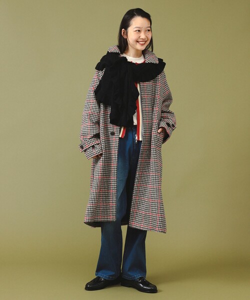 BEAMS BOY 千鳥柄　ステンカラーコート ハリス バルマカン コート（ステンカラーコート）｜BEAMS BOY