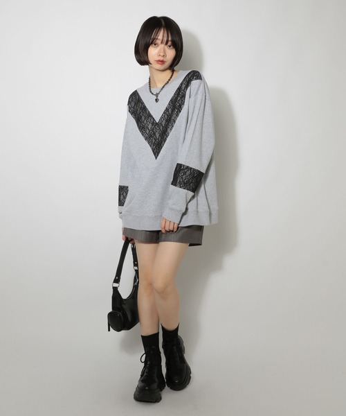 PAGEBOY（ページボーイ）の「レースキリカエスウェット（スウェット・レディース・ブラック/グレー/ターコイズブルー・FREE）」の12枚目の写真