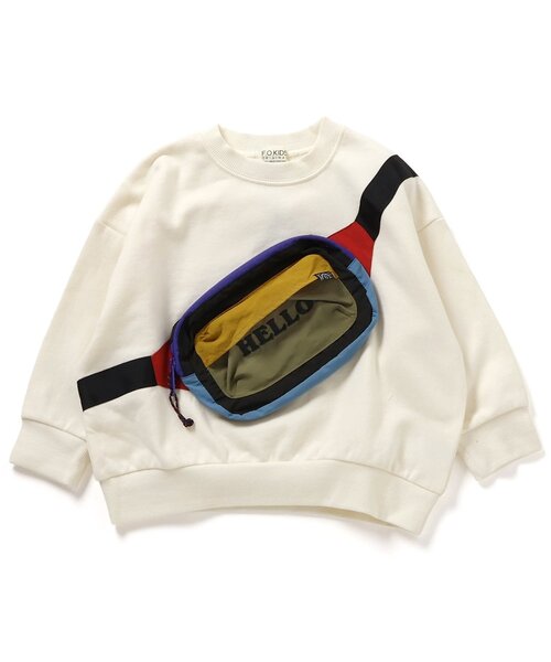 F.O.KIDS（エフオーキッズ）の「【ジュニア対応】ボディバッグドッキングトレーナー（スウェット・キッズ・チャコール/レインボー/アイボリー・80/90/100/110/120/130/140）」の2枚目の写真