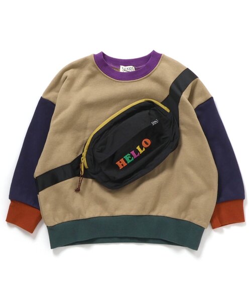 F.O.KIDS（エフオーキッズ）の「【ジュニア対応】ボディバッグドッキングトレーナー（スウェット・キッズ・チャコール/レインボー/アイボリー・80/90/100/110/120/130/140）」の4枚目の写真