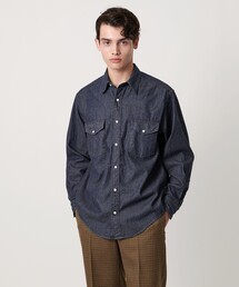 モモ　UNITED ARROWS ネイビー タックバルーンスリーブシャツ UNITED ARROWS｜ユナイテッドアローズのシャツ/ブラウス（ブルー