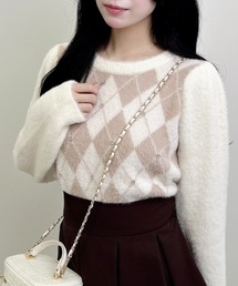 INGNI | ビジュー付アーガイル柄フェザーニット(ニット/セーター)