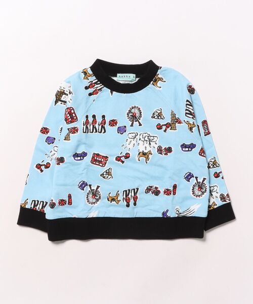 HAKKA KIDS(ハッカキッズ)の「ロンドンプリントオーバーサイズトレーナー(Tシャツ/カットソー・キッズ・レッド/サックスブルー・100cm/110cm/120cm/130cm)」の2枚目の写真