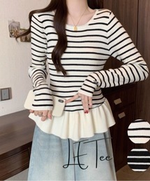 LETee（レティー）の「ボーダーニットプルオーバー/ペプラム（ニット/セーター）」