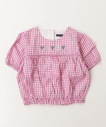 BLUEDOG（ブルードッグ）の「BLUEDOG フラワー刺繍 ギンガムチェックブラウス（キッズ）（シャツ/ブラウス・キッズ）」