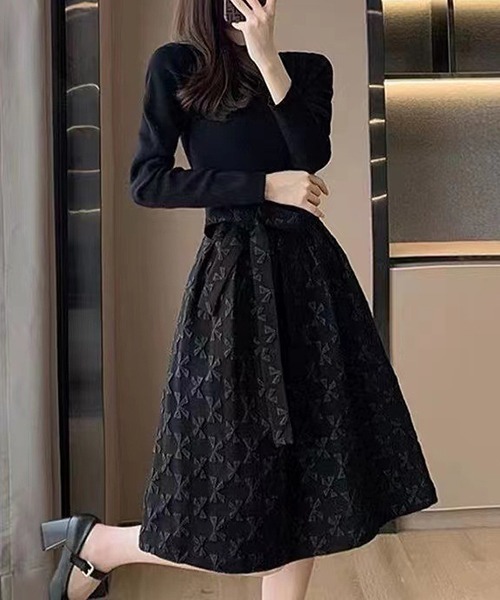 gossip!ロサンゼルス(ゴシップロサンゼルス)の「YUGA フェイクツーピースワンピース(ワンピース・レディース・ブラック・M/L)」の6枚目の写真