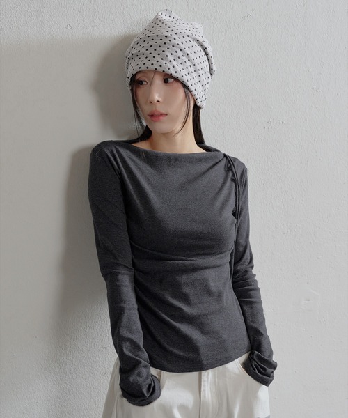 UNE MANSION(ユヌマンション)の「ユニークルーズフィットドットビーニー帽子(キャップ・レディース・グレー/ネイビー・ONESIZE)」の3枚目の写真
