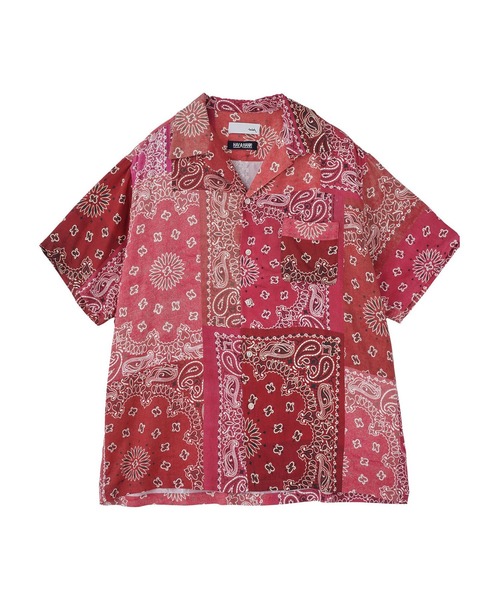 styles(スタイルス)の「TOLQ HAV-A-HANK Open Collar Print Shirt S/S 25-1209(シャツ/ブラウス・メンズ・レッド/ブラック・3)」の2枚目の写真