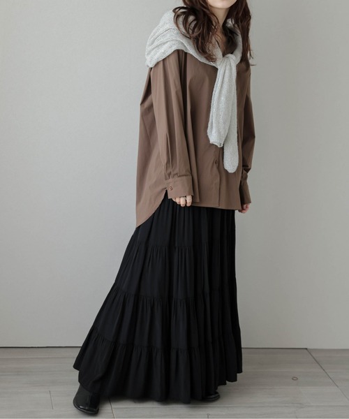 AMELY(エミリー)の「ドライタッチライトシャツ(シャツ/ブラウス・レディース・ブラウン/ブラック/ベージュ/チャコールグレー・フリー)」の12枚目の写真