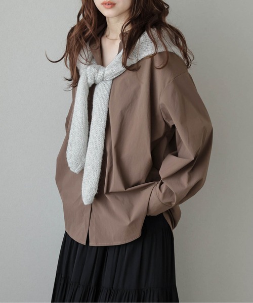 AMELY(エミリー)の「ドライタッチライトシャツ(シャツ/ブラウス・レディース・ブラウン/ブラック/ベージュ/チャコールグレー・フリー)」の14枚目の写真