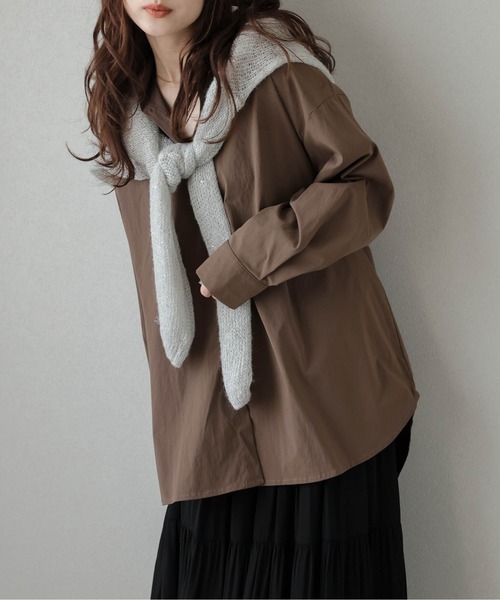 AMELY(エミリー)の「ドライタッチライトシャツ(シャツ/ブラウス・レディース・ブラウン/ブラック/ベージュ/チャコールグレー・フリー)」の17枚目の写真