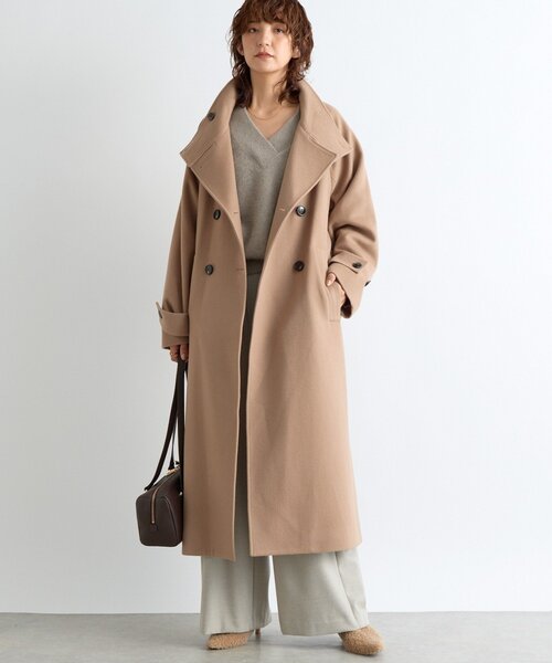 RIVE DROITE（リヴドロワ）の「【着映え】スタンドネックベルテッドコート（その他アウター・レディース・キャメル/チャコールグレー・38/36）」の2枚目の写真