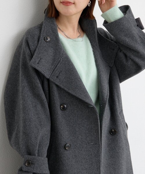 RIVE DROITE（リヴドロワ）の「【着映え】スタンドネックベルテッドコート（その他アウター・レディース・キャメル/チャコールグレー・38/36）」の4枚目の写真