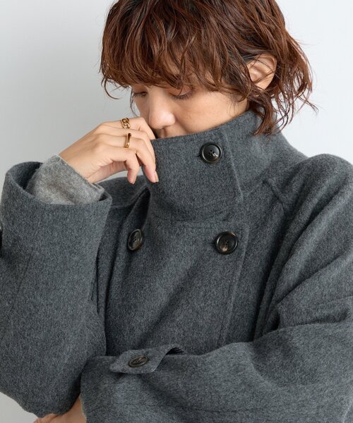 RIVE DROITE（リヴドロワ）の「【着映え】スタンドネックベルテッドコート（その他アウター・レディース・キャメル/チャコールグレー・38/36）」の9枚目の写真