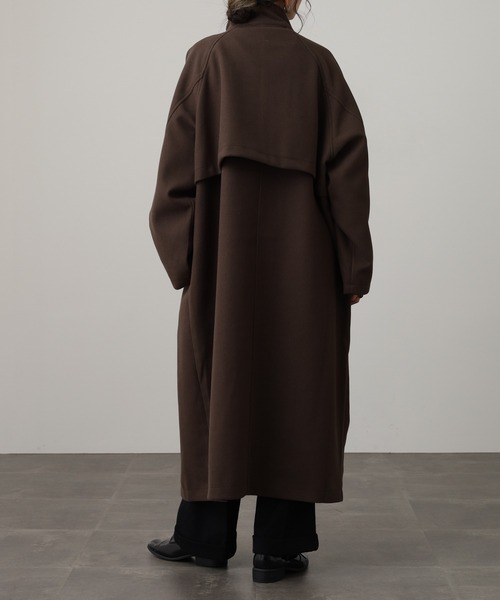 OMNES(オムネス)の「ニットモッサ スタンドカラーロングコート(その他アウター・レディース・グレー/グレイッシュベージュ/ダークブラウン/チャコール/ブラック/アイボリー・FREE)」の9枚目の写真