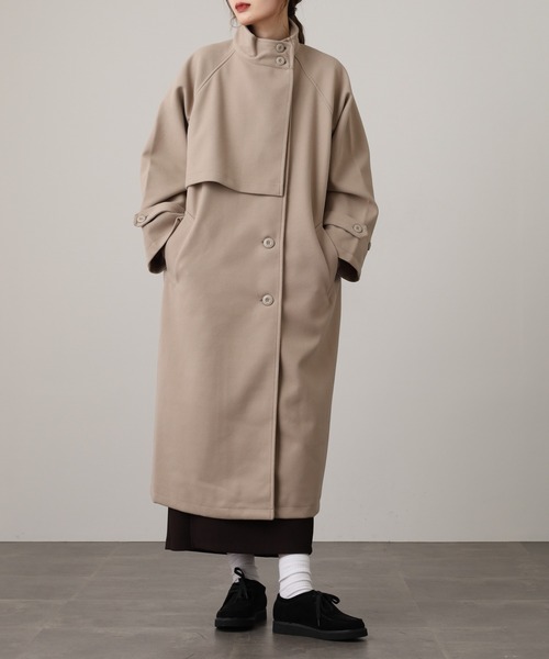 OMNES(オムネス)の「ニットモッサ スタンドカラーロングコート(その他アウター・レディース・グレー/グレイッシュベージュ/ダークブラウン/チャコール/ブラック/アイボリー・FREE)」の12枚目の写真