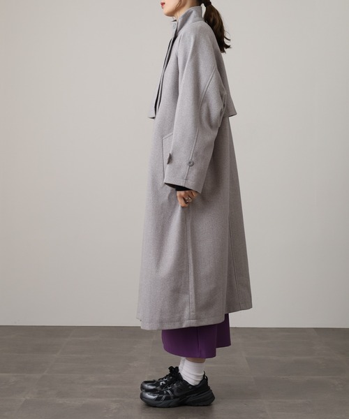 OMNES(オムネス)の「ニットモッサ スタンドカラーロングコート(その他アウター・レディース・グレー/グレイッシュベージュ/ダークブラウン/チャコール/ブラック/アイボリー・FREE)」の16枚目の写真