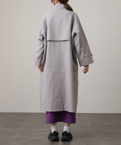OMNES(オムネス)の「ニットモッサ スタンドカラーロングコート(その他アウター・レディース・グレー/グレイッシュベージュ/ダークブラウン/チャコール/ブラック/アイボリー・FREE)」の17枚目の写真