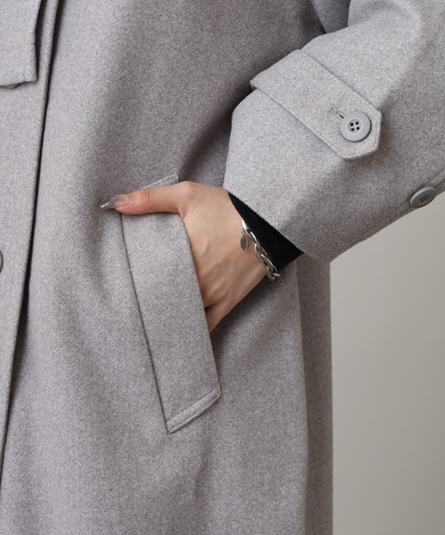 OMNES(オムネス)の「ニットモッサ スタンドカラーロングコート(その他アウター・レディース・グレー/グレイッシュベージュ/ダークブラウン/チャコール/ブラック/アイボリー・FREE)」の20枚目の写真