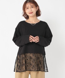 studio CLIP | 裾レース切り替えインナープルオーバー[プラスサイズあり](Tシャツ/カットソー)