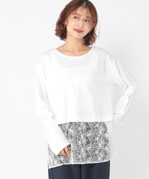 studio CLIP（スタディオクリップ）の「裾レース切り替えインナープルオーバー[プラスサイズあり]（Tシャツ/カットソー・レディース・ブラック/オフホワイト・ﾌﾘｰ(L)/FREE）」の3枚目の写真