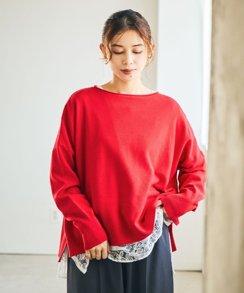 studio CLIP（スタディオクリップ）の「裾レース切り替えインナープルオーバー[プラスサイズあり]（Tシャツ/カットソー・レディース・ブラック/オフホワイト・ﾌﾘｰ(L)/FREE）」の7枚目の写真