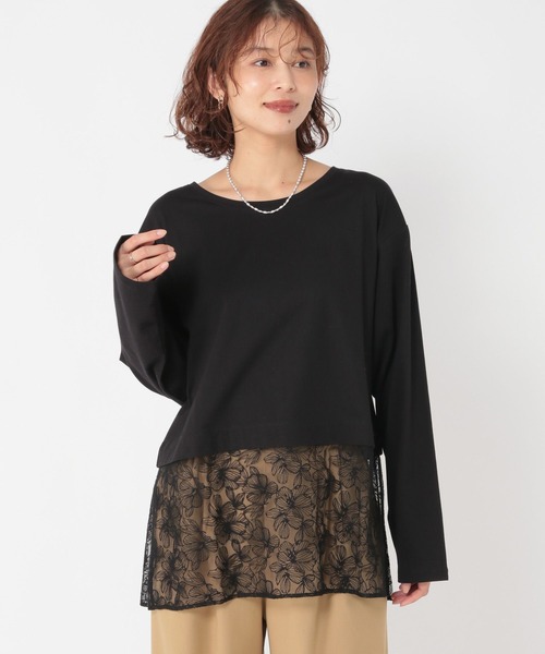 studio CLIP（スタディオクリップ）の「裾レース切り替えインナープルオーバー[プラスサイズあり]（Tシャツ/カットソー・レディース・ブラック/オフホワイト・ﾌﾘｰ(L)/FREE）」の12枚目の写真