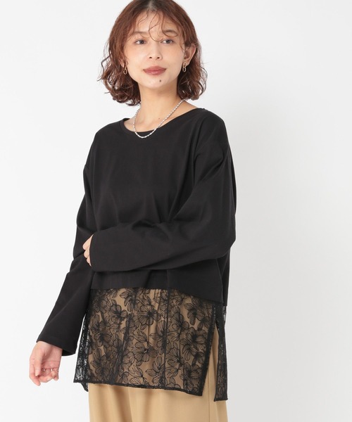 studio CLIP（スタディオクリップ）の「裾レース切り替えインナープルオーバー[プラスサイズあり]（Tシャツ/カットソー・レディース・ブラック/オフホワイト・ﾌﾘｰ(L)/FREE）」の13枚目の写真