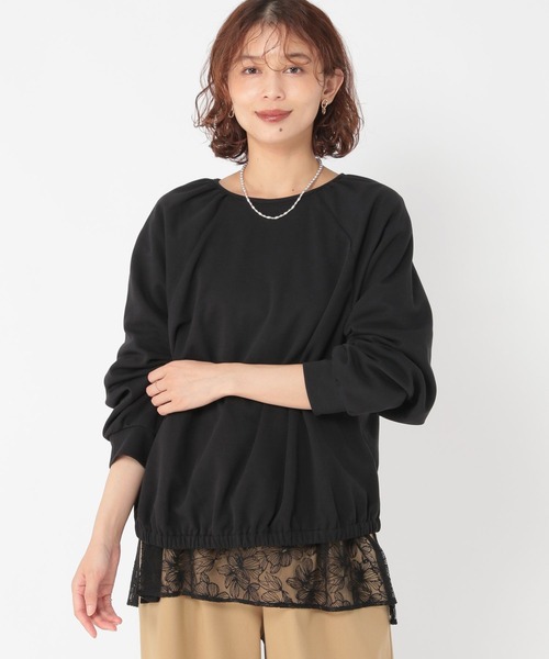 studio CLIP（スタディオクリップ）の「裾レース切り替えインナープルオーバー[プラスサイズあり]（Tシャツ/カットソー・レディース・ブラック/オフホワイト・ﾌﾘｰ(L)/FREE）」の14枚目の写真