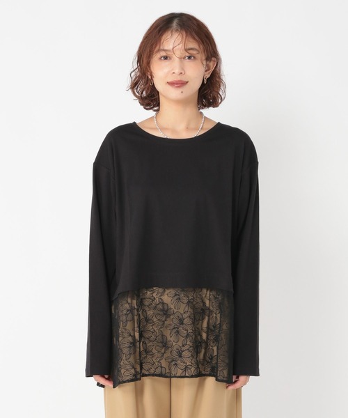 studio CLIP（スタディオクリップ）の「裾レース切り替えインナープルオーバー[プラスサイズあり]（Tシャツ/カットソー・レディース・ブラック/オフホワイト・ﾌﾘｰ(L)/FREE）」の18枚目の写真