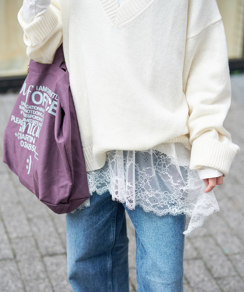 レースコンビカットソー（Tシャツ/カットソー）｜SLOBE IENA