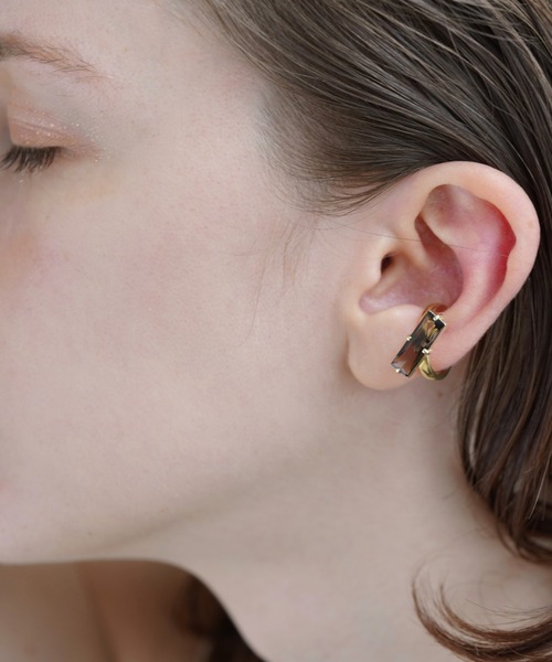 MELANGE Rectangle ストーンイヤーカフ
