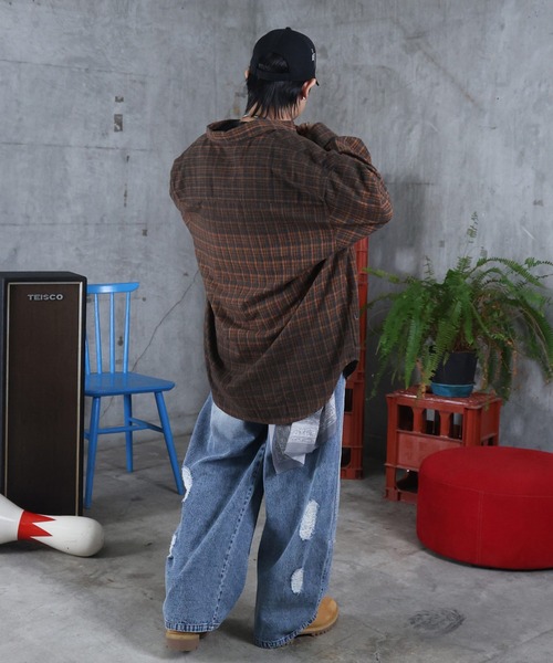 ILL'S（イルズ）の「AW グラデーション チェック 長袖シャツ メンズ レディース ユニセックス 【ILL'S】（シャツ/ブラウス・メンズ・レッド/グレー・M/L）」の15枚目の写真