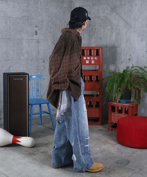 ILL'S（イルズ）の「AW グラデーション チェック 長袖シャツ メンズ レディース ユニセックス 【ILL'S】（シャツ/ブラウス・メンズ・レッド/グレー・M/L）」の12枚目の写真