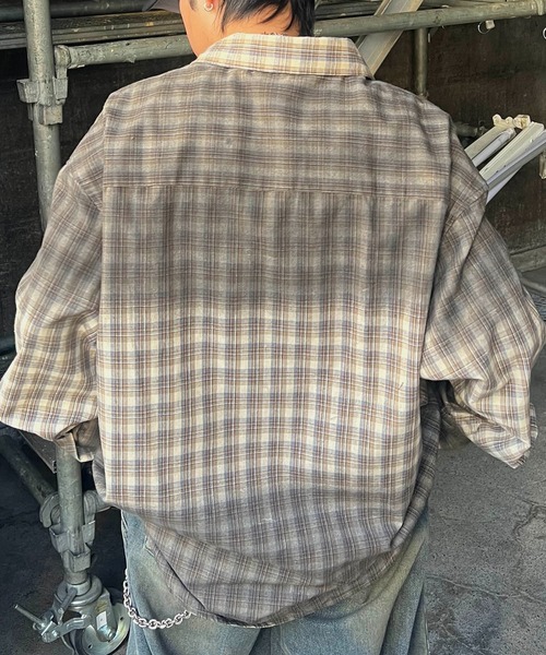 ILL'S（イルズ）の「AW グラデーション チェック 長袖シャツ メンズ レディース ユニセックス 【ILL'S】（シャツ/ブラウス・メンズ・レッド/グレー・M/L）」の18枚目の写真