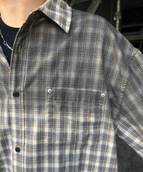 ILL'S（イルズ）の「AW グラデーション チェック 長袖シャツ メンズ レディース ユニセックス 【ILL'S】（シャツ/ブラウス・メンズ・レッド/グレー・M/L）」の19枚目の写真