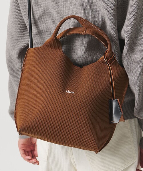 hALON ダークブラウン トートバッグ hALON＞ストライプ ニット トートバッグM（トートバッグ）｜hALON(雑貨