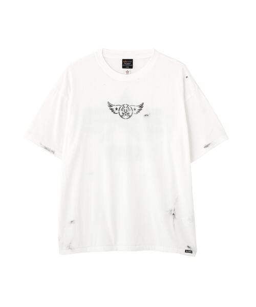 Alpha Industries(アルファインダストリーズ)の「Alpha Industries/アルファ インダストリーズ/Alpha × KAMIYA S/S TEE/アルファ×カミヤ 半袖 Tシャツ(Tシャツ/カットソー・メンズ・ホワイト/ブラック・MEDIUM/X-LARGE/LARGE)」の1枚目の写真